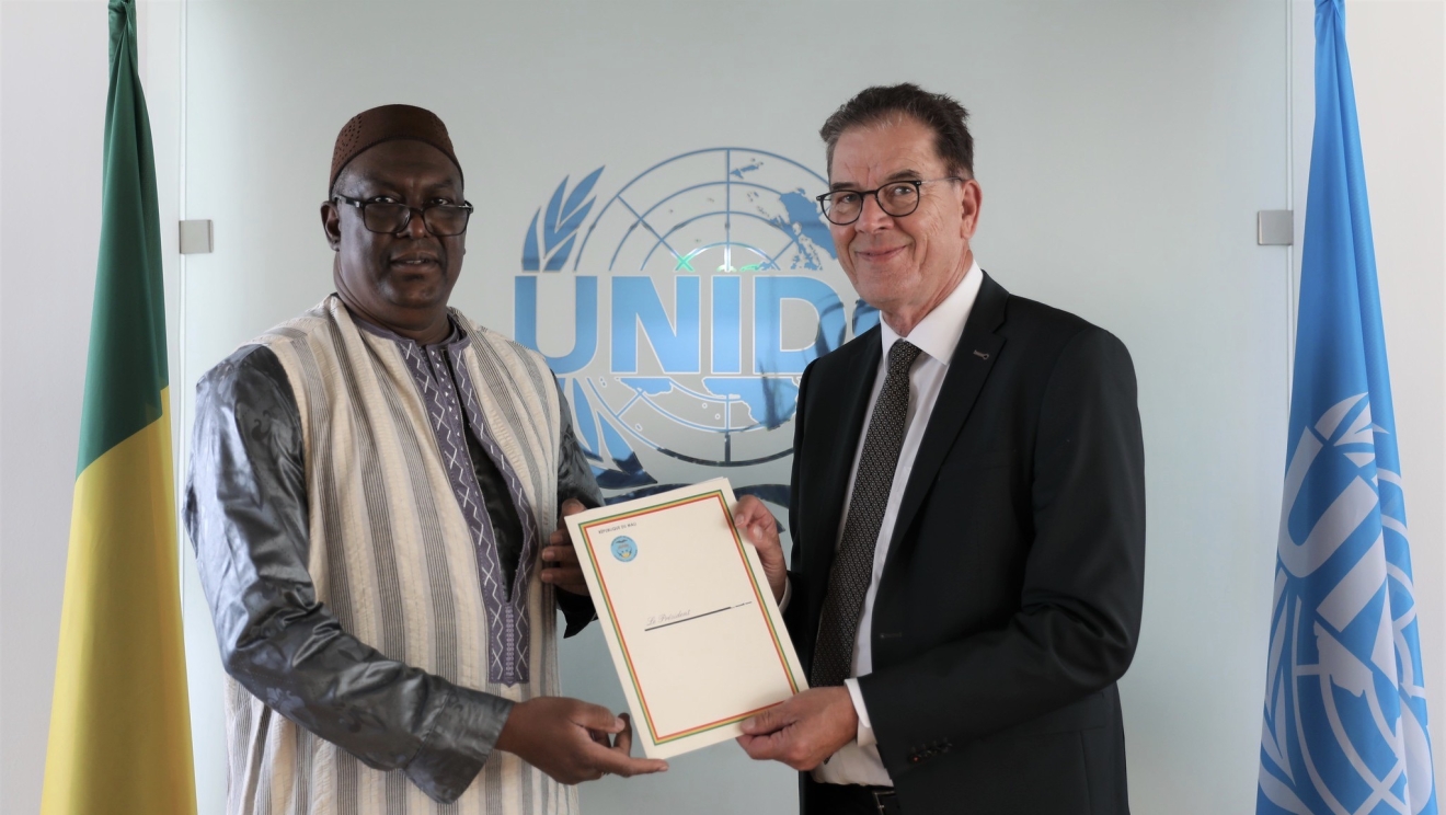 His Excellency Mr. Abdoulaye TOUNKARA, presents his credentials as Permanent Representative of Mali to UNIDO to the Director General, Mr. Gerd Müller
